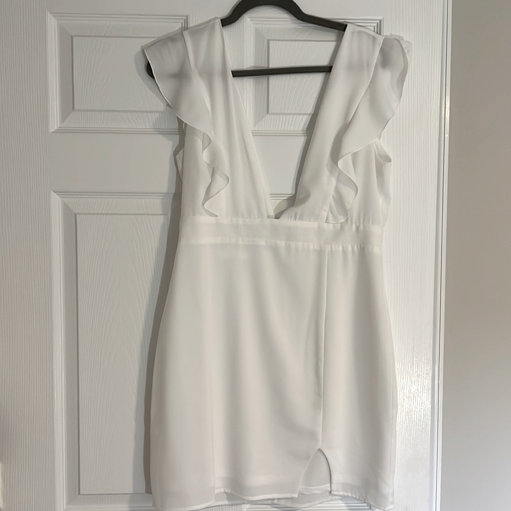 Elegant White Ruffle Dress